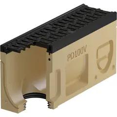 Monoblock PD 100 V Elément de révision avec grille en fonte avec joint à lèvre pour raccord étanche vertical DN 100 nature / anthracite-noir